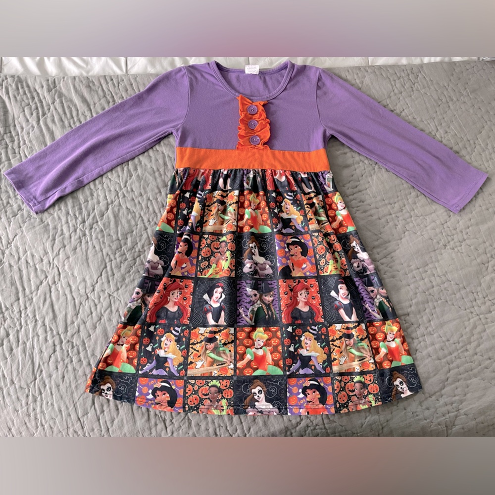 Boutique Halloween Disney Princesses Costumed Long Sleeve Dress MNSSHP Size 8-9Y
